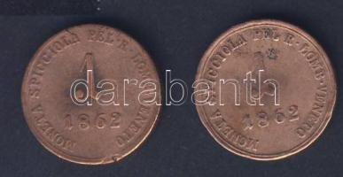 Olaszország/Lombardia/Velence/osztrák adminisztráció 1862. 1S (2x), egyik magyar verdejel T:3 ph.