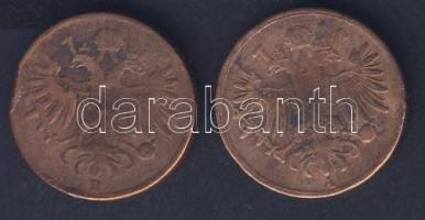 Olaszország/Lombardia/Velence/osztrák adminisztráció 1862. 1S (2x), egyik magyar verdejel T:3 ph