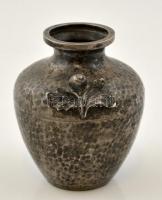 Poncolt ezüst (Ag.) váza, plasztikus virág rátéttel, jelzett, m:7,5 cm, nettó: 57 g / Silver vase with hallmark