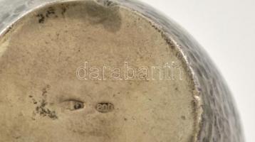 Poncolt ezüst (Ag.) váza, plasztikus virág rátéttel, jelzett, m:7,5 cm, nettó: 57 g / Silver vase wi...