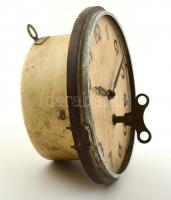 Fali óra inga szerkezettel, fém dobozzal, felhúzókulccsal, jó állapotban / Vintage metal wall clock ...