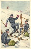 Humorous military ski unit. 558 Verlag A. Ruegg