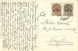 Humorous skiing art postcard. Cecami N. 516