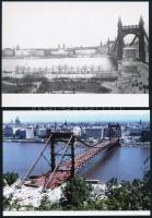 cca 1944 és cca 1964 Budapest, régi és új Erzsébet híd, 6 db vintage negatívról készült mai nagyítások, 13x18 cm