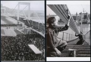 cca 1944 és cca 1964 Budapest, régi és új Erzsébet híd, 6 db vintage negatívról készült mai nagyítás...