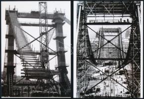 cca 1944 és cca 1964 Budapest, régi és új Erzsébet híd, 6 db vintage negatívról készült mai nagyítás...