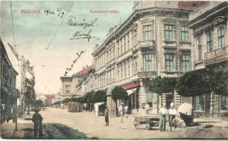 Miskolc, Széchenyi utca, Fonciere pesti biztosító vezérügynöksége, Horváth Nagy szálloda, színház