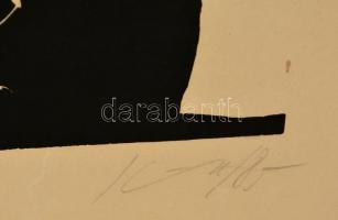 Kass János (1927-2010): Mózes. Linó, papír, jelzett, keretben, foltos,  50×30 cm