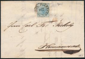 9 kr on cover, 1851 9kr I levélen "DEBRECZEN" - "HERRMANSTADT"