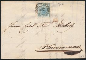 1851 9kr I levélen "DEBRECZEN" - "HERRMANSTADT", 9 kr on cover