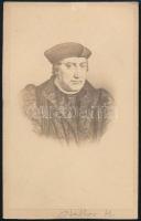 cca 1870 Luther Márton arcképe, korabeli metszetről készült, vizitkártya méretű fotómásolat, 10x6,5 cm