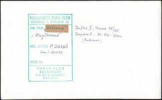 cca 1965 Dezső Pál (?-?) 2 db feliratozott vintage fotóművészeti alkotás, 23x13,5 cm és 14,5x23,5 cm