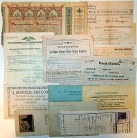 cca 1880-1982 93 db okmánybélyeges irat, számla, okmány túlnyomorészt 1945 előtti
