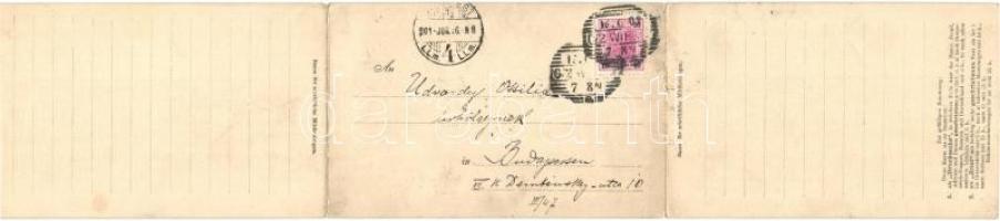 Vienna, Wien; Panorama vom K.k. Hof-Burgtheater. Dreischichtige Panoramakarte / Three-tiled panorama...