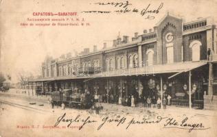 Saratov, Saratoff; Gare de voyageur de Riasan-Oural. No. 39 / railway station with locomotive (EK)