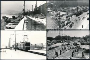 cca 1985 Budapesti villamosok tétele, 13 db vintage fotó, 8x11 cm és 10x15 cm között