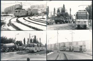 cca 1985 Budapesti villamosok tétele, 13 db vintage fotó, 8x11 cm és 10x15 cm között