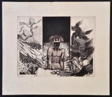 Olvashatatlan jelzéssel: Dózsa Gy. unokája. Rézkarc, karton, foltos, 29×39 cm