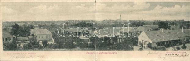 Érsekújvár, Nové Zamky; látkép, kiadja Conlegner J. és fia / general view, panoramacard (lyukak / pinholes)