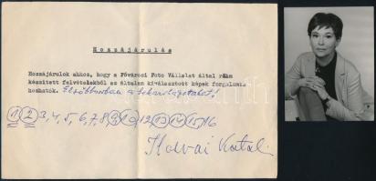 cca 1969 Színész portrék, aláírt nyilatkozatokkal - Ilosvai Katalin, Ujlaky László, Árva János és Ko...