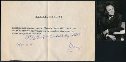 cca 1969 Színész portrék, aláírt nyilatkozatokkal - Ilosvai Katalin, Ujlaky László, Árva János és Ko...