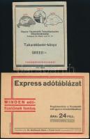 cca 1920-1950 Kisnyomtatvány tétel: Expressz góltáblázat, villámbérlet, takarékbetétkönyv - Magyar Tisztviselők Takarékpénztára, Nemzeti Sportuszoda jegy, Arcképes igazolvány