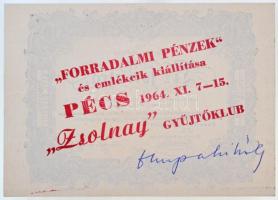 1964-1968. Különböző, Pécsett rendezett kiállítások alkalmából felülnyomott, nagyrészt pengő papírpé...