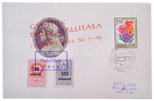 1964-1968. Különböző, Pécsett rendezett kiállítások alkalmából felülnyomott, nagyrészt pengő papírpé...