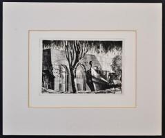 Maurer Dóra (1937-): Szegedi vár. Rézkarc, papír, jelzett a karcon, 10×16 cm