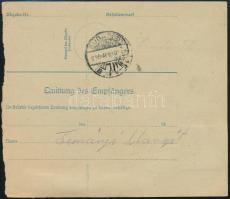 1916 Csomagszállító 60h bérmentesítéssel / Parcel card "PLATZKOMMANDO des k.u.k. Kommando der S...
