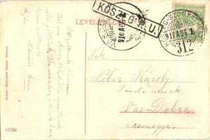 Bozsok, látkép, Fő utca üzlettel, Végh Uraság kastélya. Grünwald József kiadása