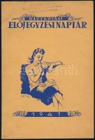 1941 Háztartási előjegyzési naptár. Grafikus címlappal