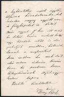 1884 Lóczy Lajos (1849-1920) geológus saját kézzel írt levele,  Dörre Tivadar (1858-1932) festőművés...