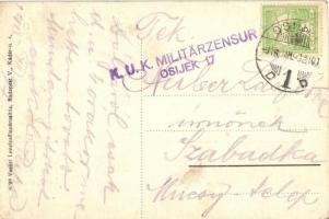 Dálya, Dalj; Fő tér, piac / market square + K.u.K. Militärzensur Osijek 17