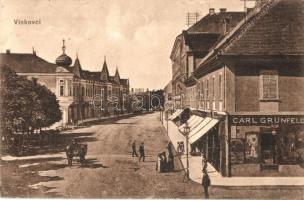 Vinkovce, Vinkovci; utcakép Carl Grünfeld üzletével / street view with shop