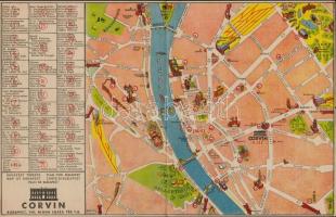 1935 Budapest, Nemzetközi Vásár nagyméretű reklámnyomtatvány és térkép 27x42 cm