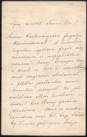 1895 Kubinyi Miklós (1840-1937) történész, régész, Árva vármegye kutatója saját kézzel írt levele