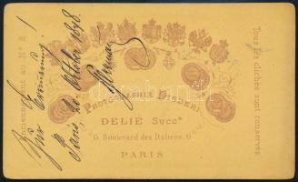1878 Disderi párizsi műtermében készült, Herman feliratú, vizitkártya méretű fénykép, 10x6,5 cm
