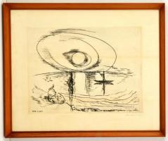 Borsos Miklós (1906-1990): Balatoni látkép. Rézkarc, papír, jelzett, keretben, keret: 46c55 cm. Nyom...