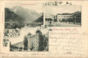 Lienz (Tirol), Spitzkofel, Stadtplatz, Hotel Post / square, hotel. floral, Art Nouveau