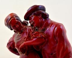 cca 1910 Zsolnay incselkedők, ökörvér mázas fehércserép, jelzett ( domború körpecséttel, "8285&...