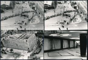 1963 Budapest, az Astoria aluljáró felszíni építése, 13 db vintage fotó, 9x13 cm