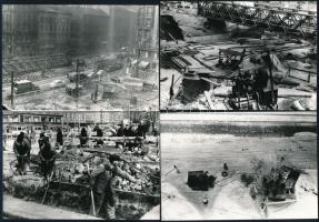 1963 Budapest, az Astoria aluljáró felszíni építése, 13 db vintage fotó, 9x13 cm