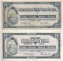 Kanada ~1960. 25c "Canadian Tire Corportaion Limited" vásárlási utalvány (2xklf) T:II-,III Canada ~1960. 25 Cents  "Canadian Tire Corportaion Limited" purchase voucher (2xdiff) C:VF,F