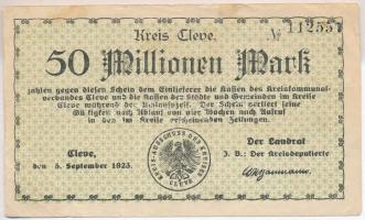 Németország / Weimari Köztársaság / Kleve 1923. 50.000.000M szükségpénz T:III  Germany / Weimar Republic / Kleve 1923. 50.000.000 Mark necessity note C:F