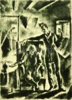 Aba-Novák Vilmos (1894-1941): Petofi: A jó öreg kocsmáros. Rézkarc, papír, jelzett, üvegezett keretben, 26,5× 18,5 cm