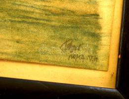 Doór jelzéssel: Hídroncs kiemelés a Margit hídnál. Akvarell, papír, üvegezett keretben, 16×22 cm