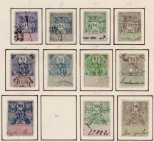 1893 osztrák okmánybélyeg sor, 1 érték hiányzik, 2 lapon