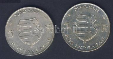 1947. 5Ft Ag (2x) "Kossuth" T:2/3