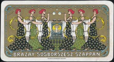 cca 1910 Brázay sósborszesz litografált címke, arannyomással. / Art Nouveau label 19x10 cm